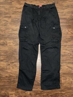 PJ Mark Cargo Pants Mens 34 X 32(measured) Regular Fit Straight Pockets Black